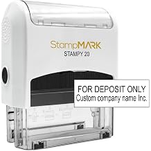 StampMark for Deposit Only Customized Office Self Inking Stamp - 2-Lines - Small - Choose from 15 Ink Colors