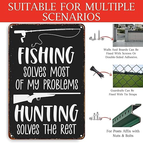 Miniatura 3 de Fishing Hung Funny Wall Decor Retro Metal Sign Poster for Garage Man Cave Bathroom Bedroom Farm Inspirational Popular Wall Art 8x12 Inch Signs