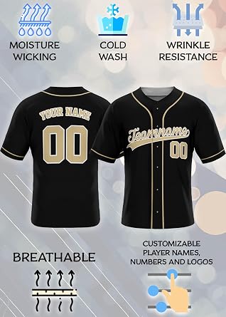 Custom Baseball Jerseys - Personalized Team Uniforms for Men, Women, Boys, and Girls - Add Your Name, Number, or Logo