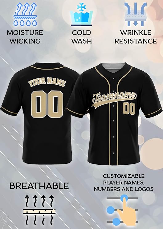 Custom Baseball Jerseys - Personalized Team Uniforms for Men, Women, Boys, and Girls - Add Your Name, Number, or Logo