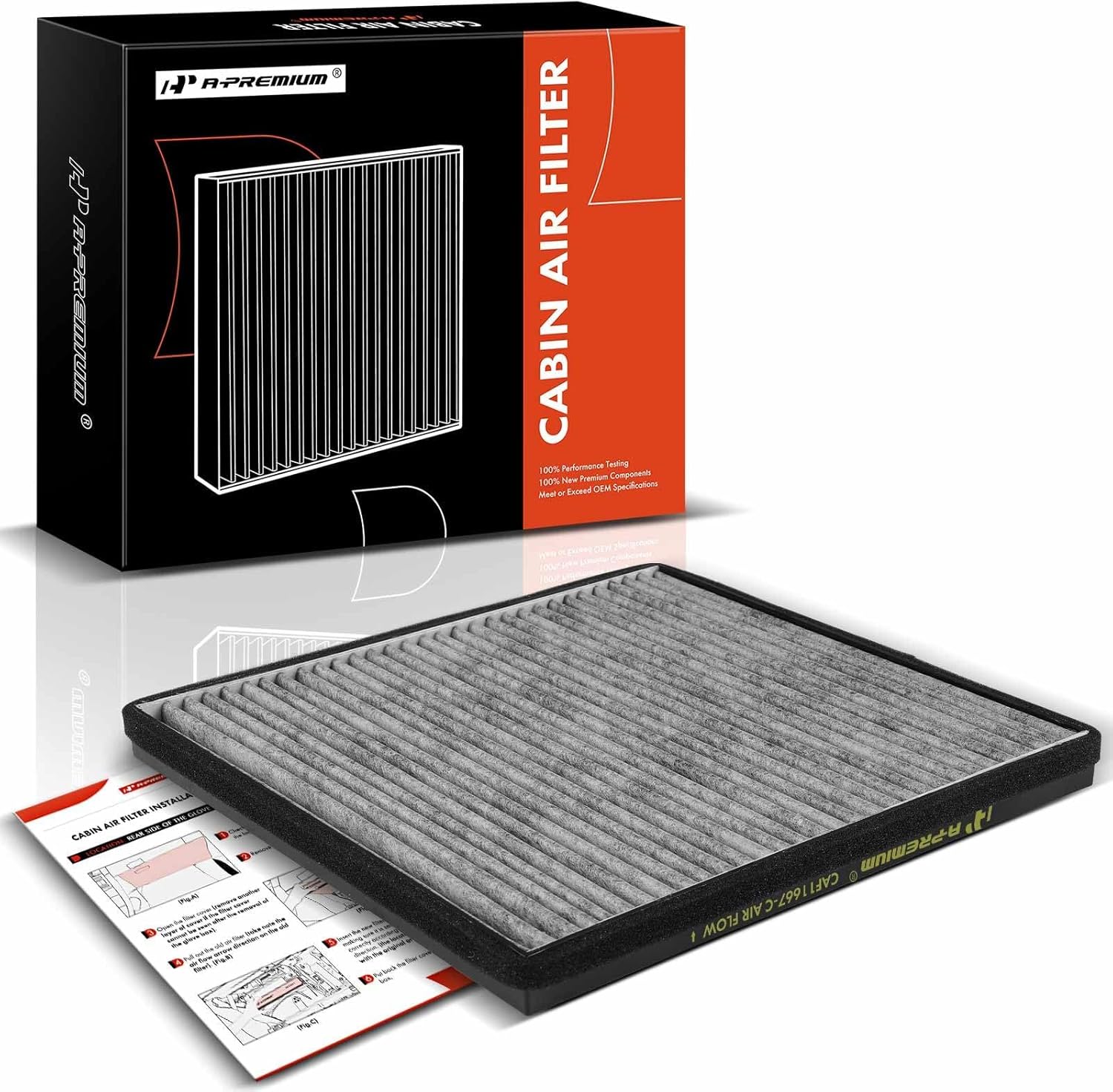 A-Premium Under Hood Cabin Air Filter with Activated Carbon Compatible with Chevrolet Camaro 2010 2011 2012 2013 2014 2015