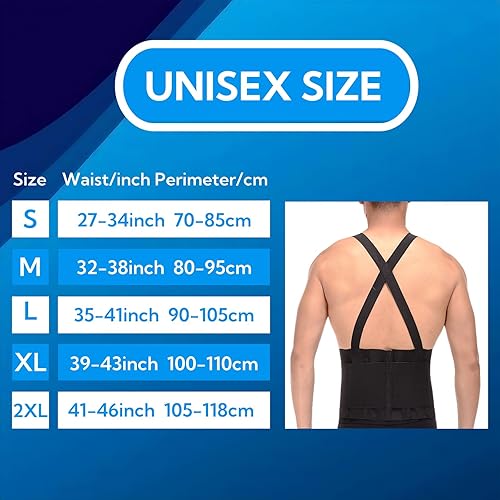 Miniatura 6 de Soporte lumbar para espalda baja, cinturón de soporte con correas ajustables y tirantes para hombres y mujeres, para aliviar el dolor de espalda,