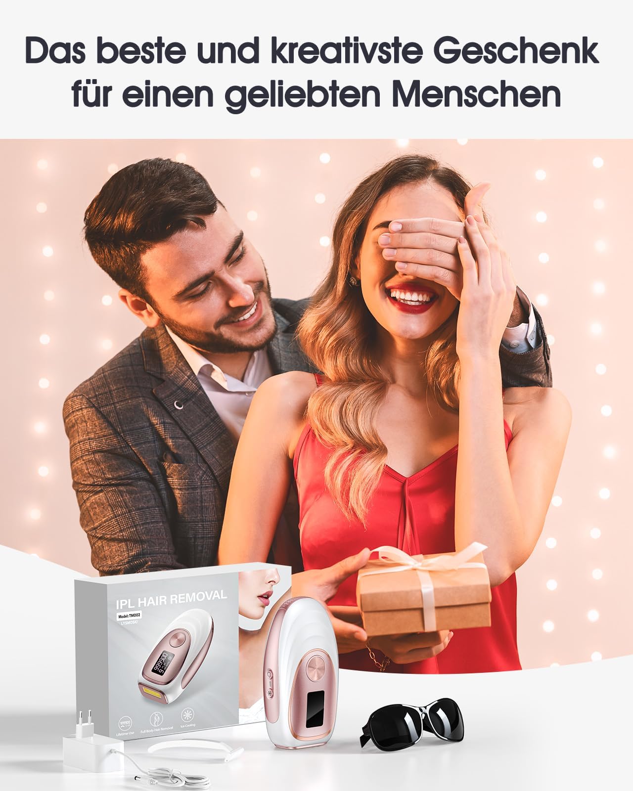 Haarlosy IPL Geräte Haarentfernung mit Kühlfunktion, 999,900 Lichtimpulse, 5 Energiestufen Schmerzfreie IPL Haarentfernung Laser Hair Removal für Frauen, Männer, Intimbereich, Körper und Beine - Rose