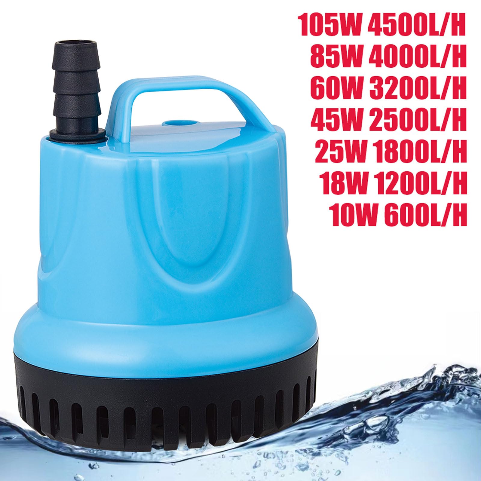 BtpOuy Bomba de Agua Sumergible para Acuario de 220v, Bomba Sumergible para Tanque de Peces, Bombas hidropónicas de 10-105W para Acuario, Tanque de Peces, Fuente para Estanque