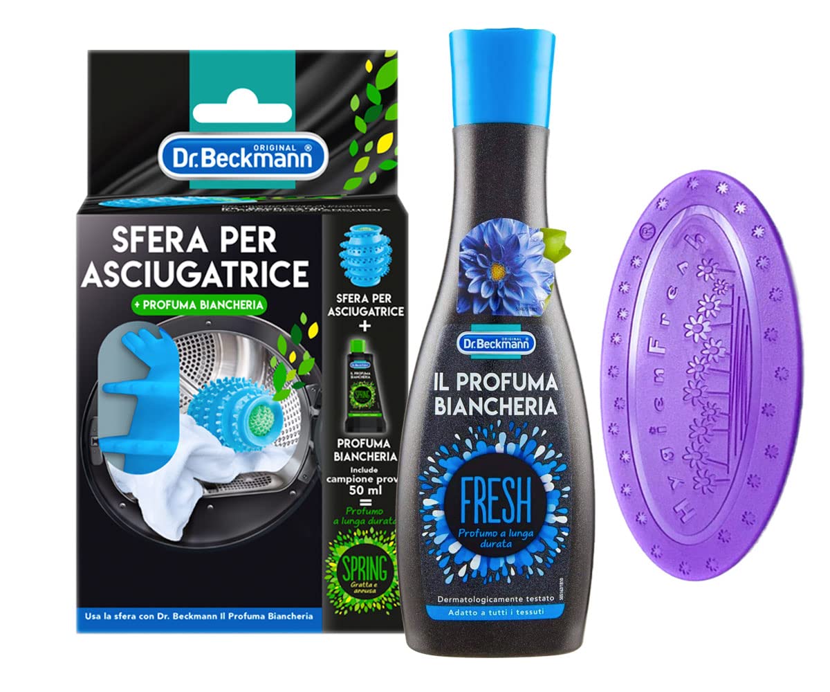 Set Per Profumare il Bucato : Sfera Per Asciugatura - Profuma Biancheria Fresh 250 ml - Placchetta Per Asciugatrice Orchidea Selvatica