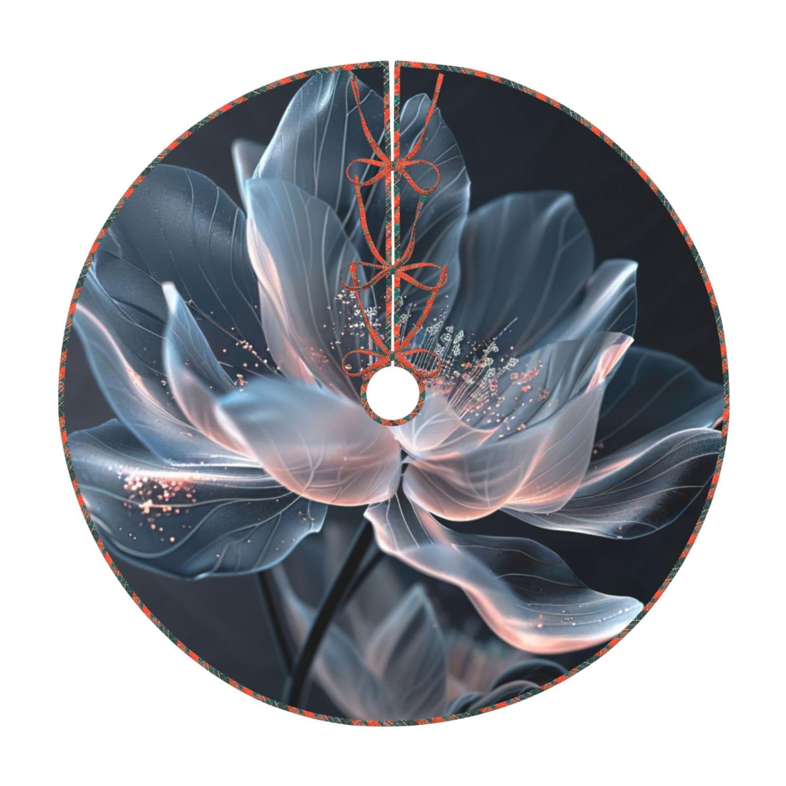 Jupe de sapin de Noël imprimé floral 3D tapis rustique chic
