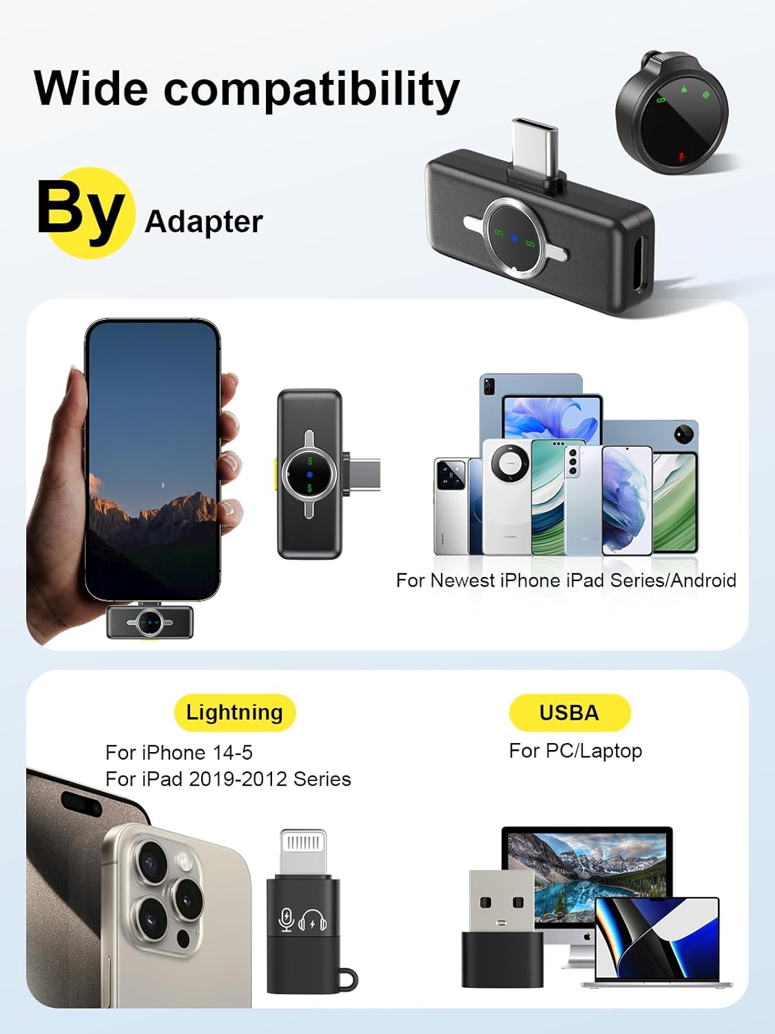 Wireless Lavalier Microphone for iPhone/Android/PC, LED Indicator Lapel Mic with 42H Charging Case, Noise Reduction, Magnetic, 328ft Mini Microphone for Video Recording, Interviews, TikTok, YouTube