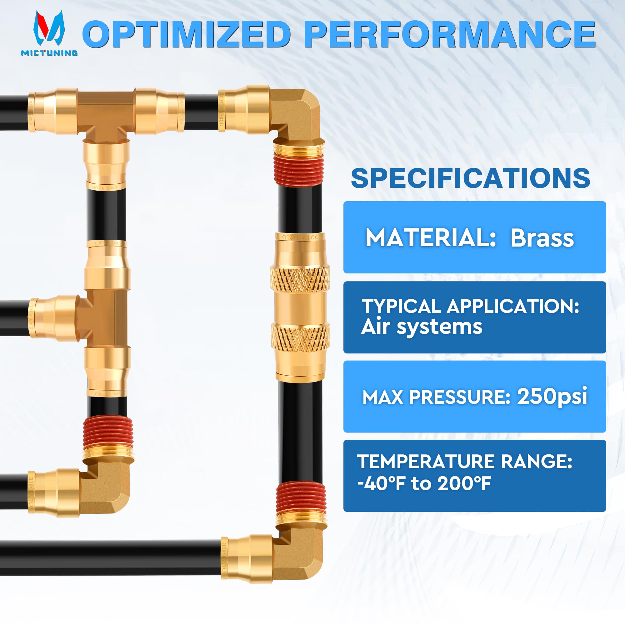 101Pcs Brass DOT Air Brake Line Fittings Assortment - 1/4" 1