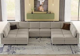 Belffin Oversized Modular sectional Sofa with Double Chaises U Shaped Sectional Sleeper Sofa Couch Reversible Sectional with Storage Velvet Grey