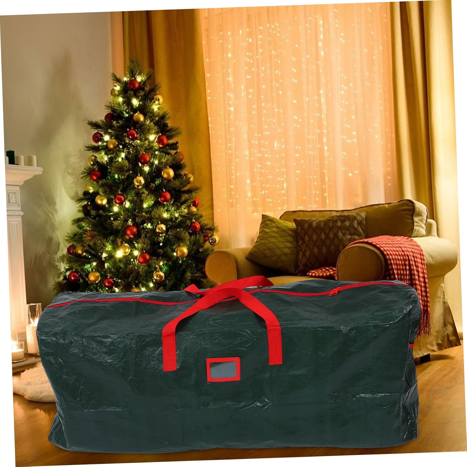 Cabilock Xmas Tree Storage Bag Home Storage Pouch with Zipper Closure Foldable Dustproof Organizer for Outdoor Furniture and Holiday Decor