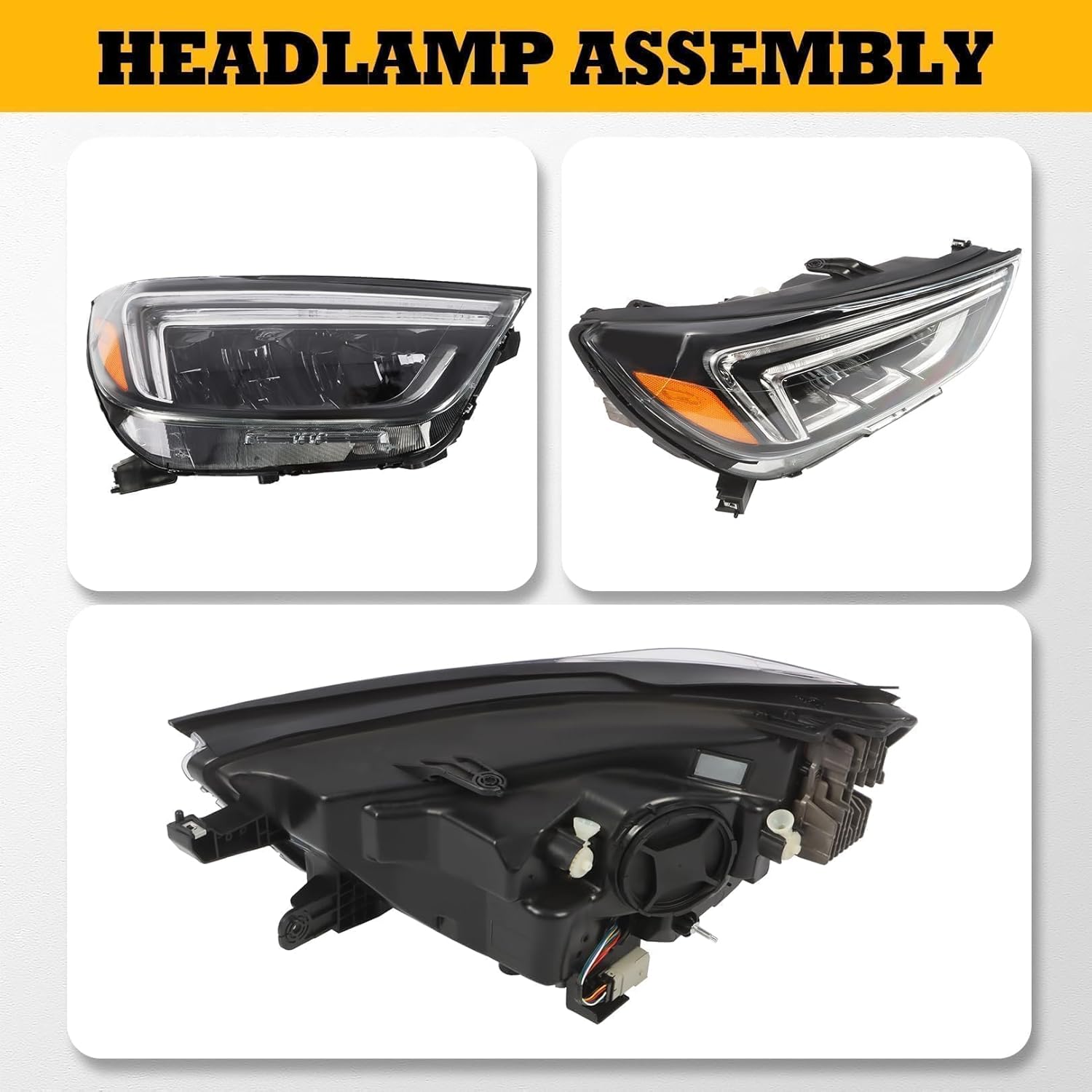 Passenger Headlight Assembly Compatible with Encore 2017 2018 2019 2020 w/DRL Headlamp 42679381 42740098 (Right)