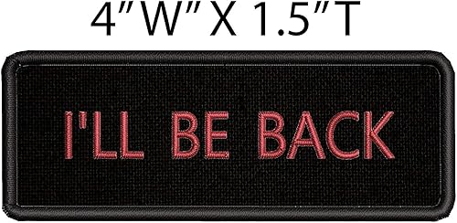 Miniatura 2 de Parche bordado para coser o planchar, diseño con texto en inglés "I'll be back"