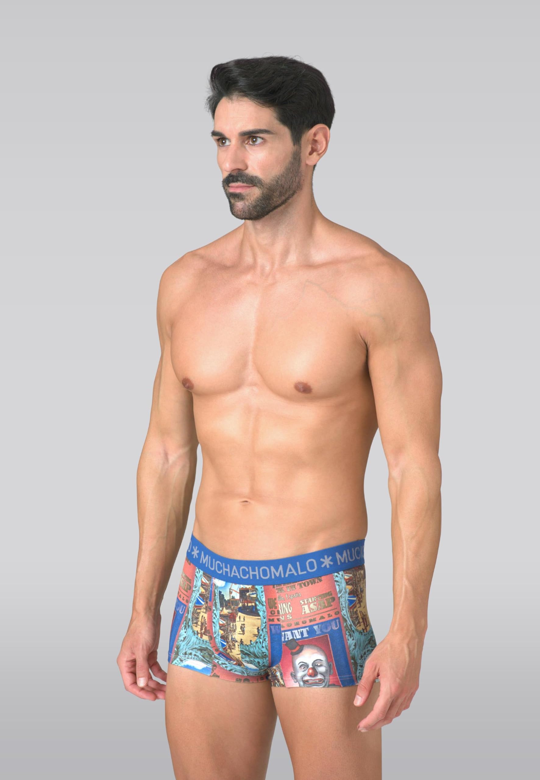Muchachomalo Uomo Trunks 3-Pack, Fantasia, Cotone, Fascia Elastica
