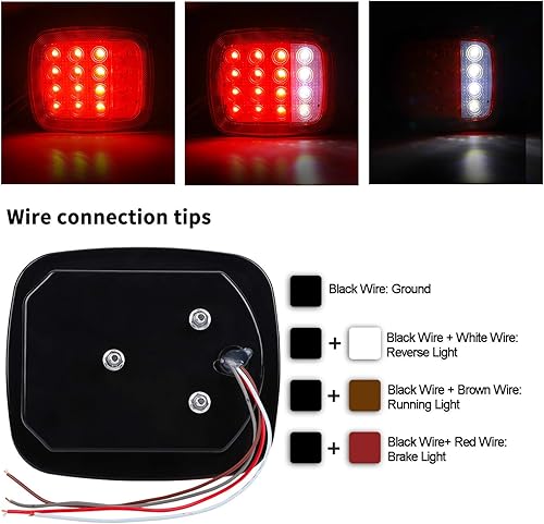 Miniatura 5 de Donepart 16 luces LED para remolque, luces traseras cuadradas universales, luces traseras planas y combinadas, luces de freno de marcha atrás para