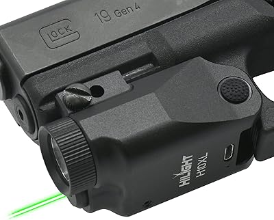 HiLight H10XL 800lm Strobe Flashlight Green Sight | Veteran Tested Owned| Flashlight Laser Combo | Pistols Handguns Rifles | Micro-USB Rechargeable Battery | Hard Anodized Aluminum