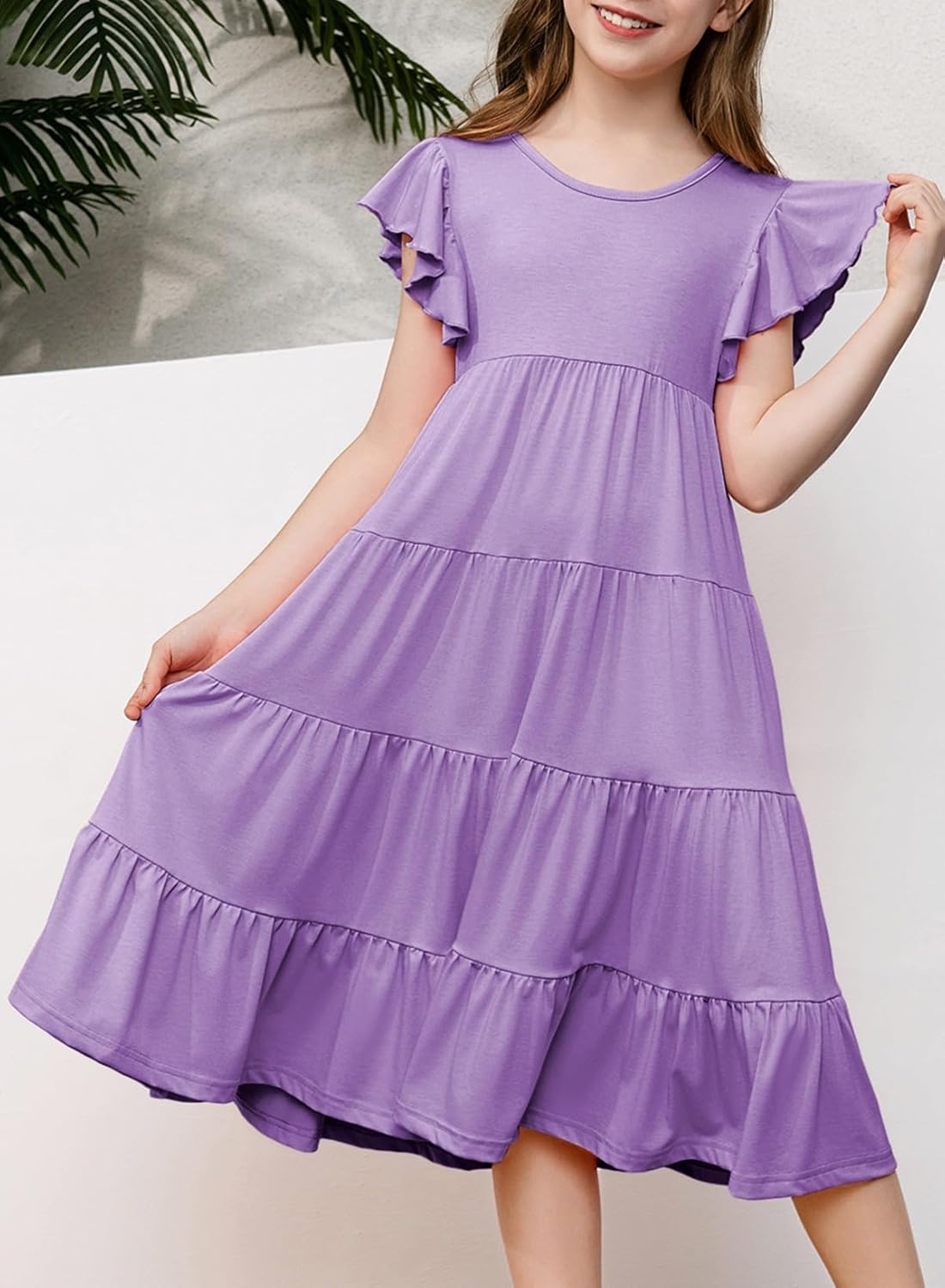 blibean Girls Summer Boho Sun Dress Tween Ruffles Tiered Dresses Size 6-15 Years - Image 6