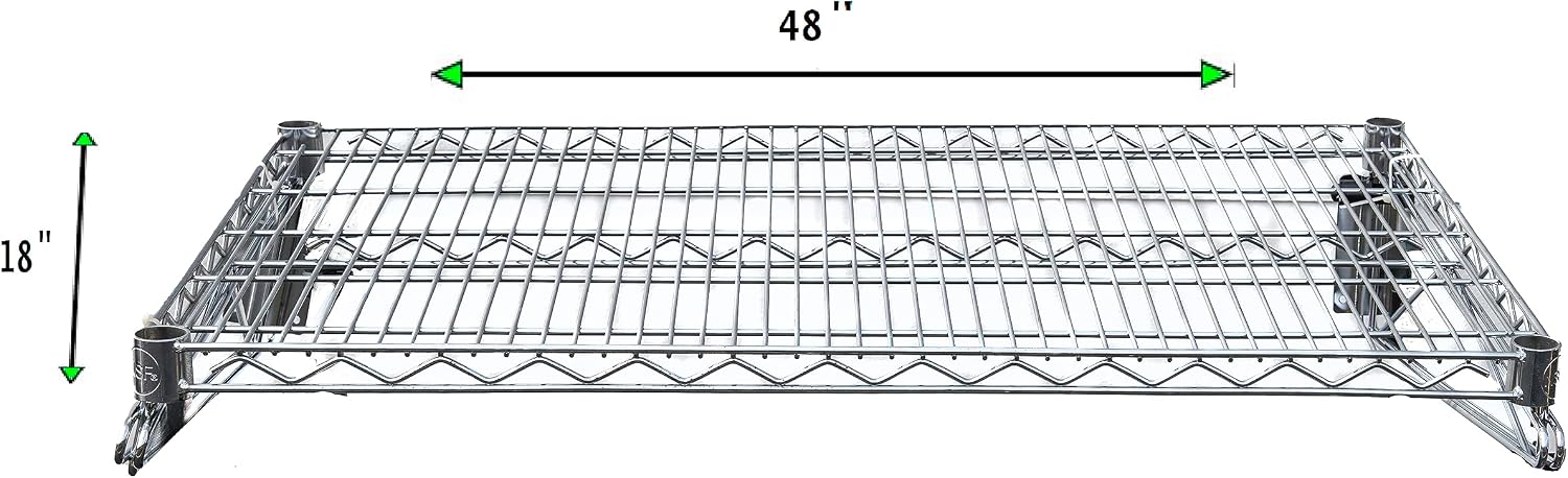 Heavy Duty Chrome Wire Wall Shelf – NSF Certified Commercial Storage Rack with Mounting Brackets – Steel Wire Shelf for Kitchen, Restaurant, Garage, or Pantry (18" x 48")