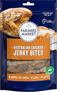 Farmer's Market Chicken Jerky Bites Adult Dog Treats 165g - Made with Real Australian Meat for a Tasty & Nutritious Treat,...