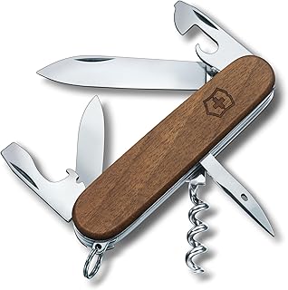 Victorinox Spartan Wood, Navaja Multiuso Suiza, Cuchillo Bolsillo, Regalo, 10 funciones, alicates de nariz aguja, cortador de alambre para alambre delgado y suave hasta 40 hrc