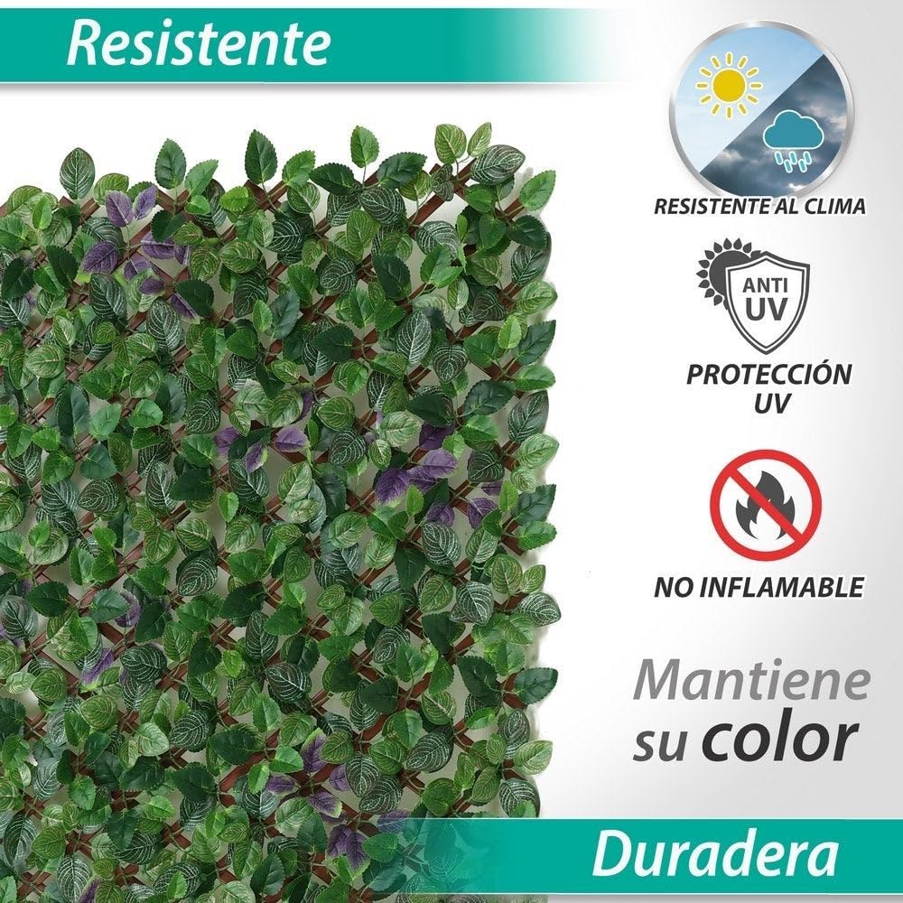 LOLAhome Celosía Extensible con seto Artificial Premium Hiedra de 2x1 m | Realista y Natural, Alta Ocultación, Tratamiento UV, No inflamable, Transpirable | para Jardín, Balcón, Terraza o Piscina