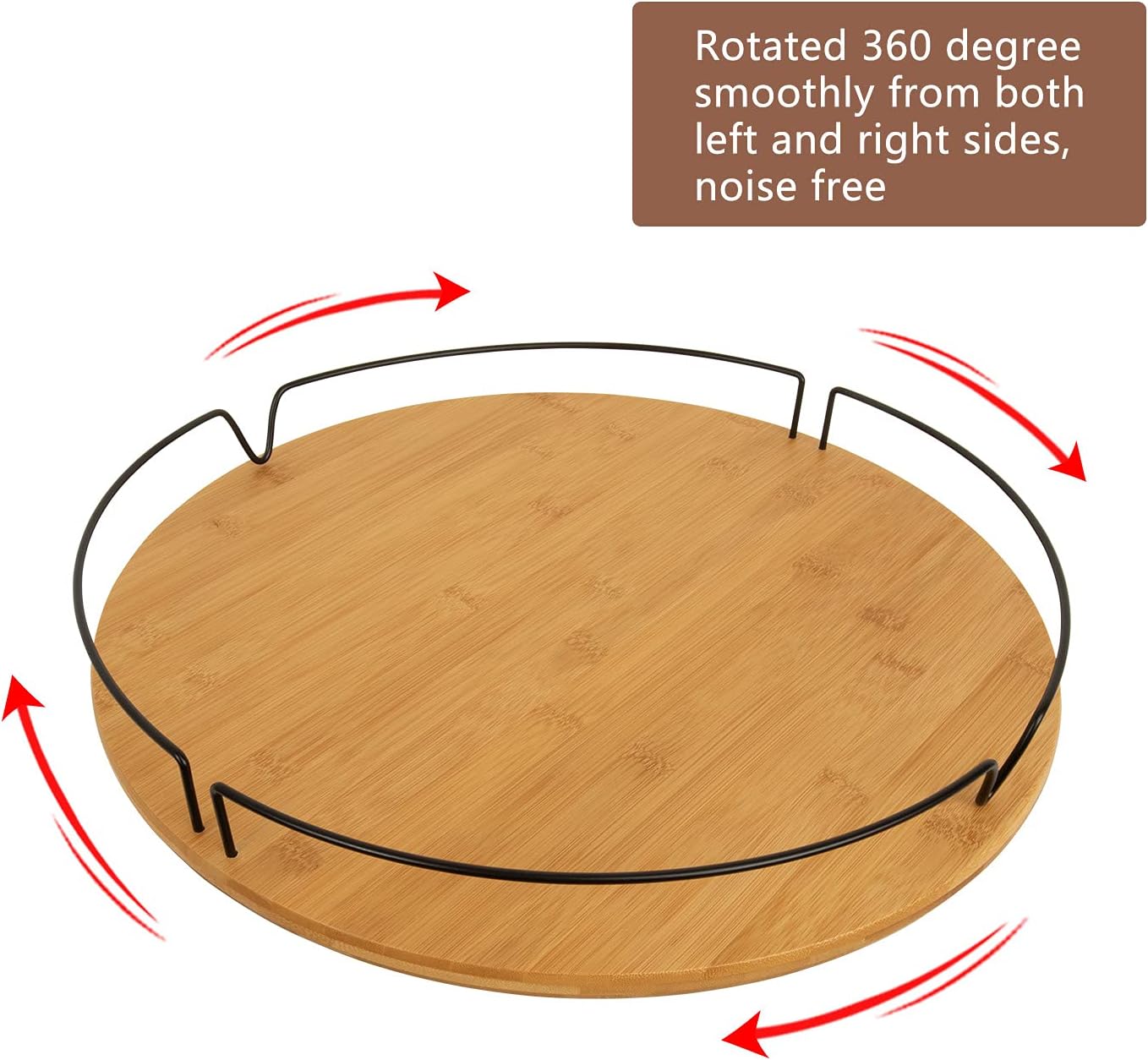 simesove Large Lazy Susan Turntable – 18" Bamboo Spice Organizer - Wooden Lazy Susan for Kitchen Table, Cabinet or Pantry Organizer, 360 Degree Smooth Rotation and Noise Free