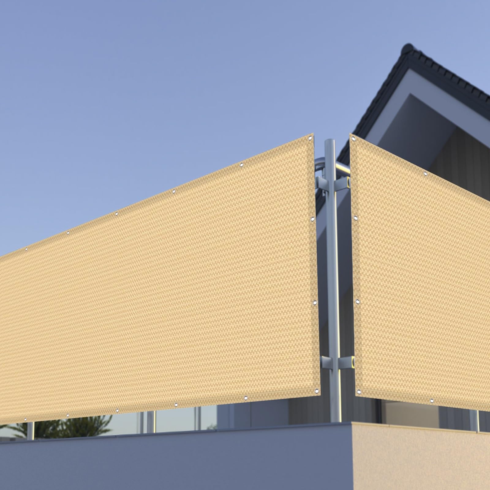 Brise vue balcon extérieur 80 x 640 cache vue jardin HDPE jaune sable