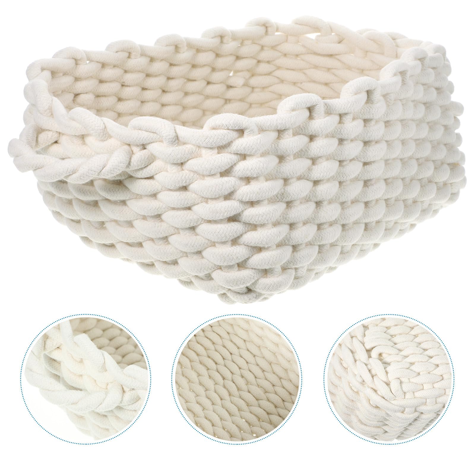 Cabilock Cesta de Almacenamiento Tejida Tamaño Grande Cuerda de Algodón Beige Cesta Organizadora Versátil Textura Delicada para Dormitorio y Hogar