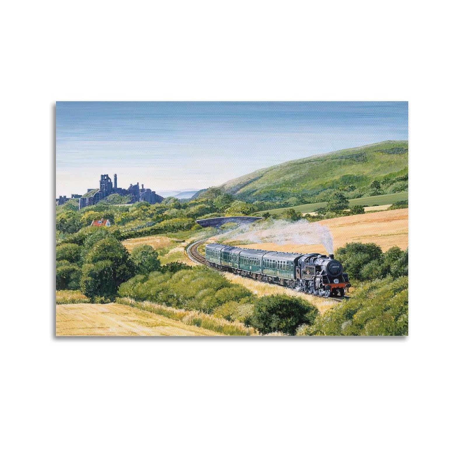 ZSZWHJ Vintage Industrial Art Poster Steam Train Travel Poster Decorative Painting Canvas Wall Posters And Art Picture Print Modern Family Bedroom Decor Posters 16x24inch(40x60cm)