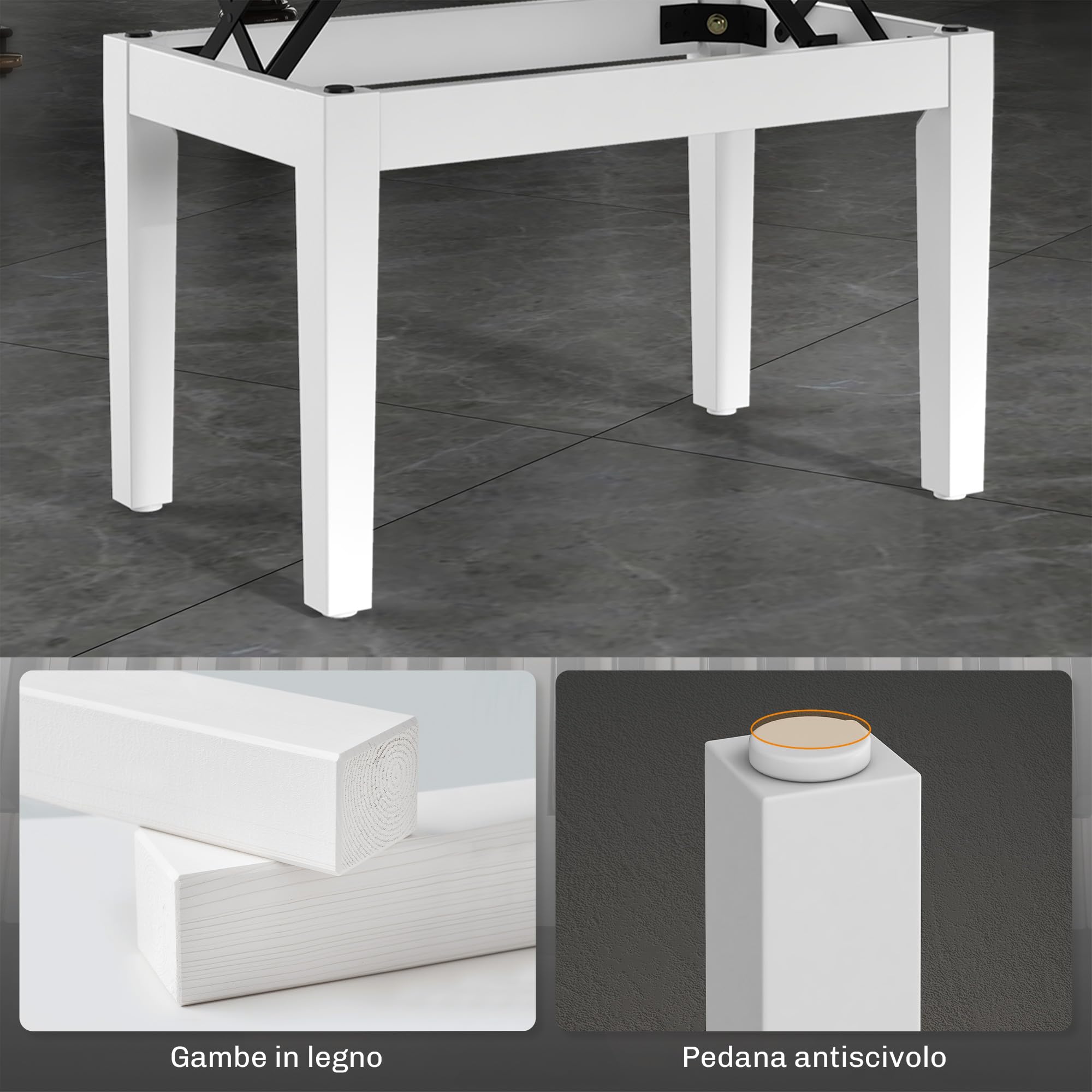 HOMCOM Sgabello Pianoforte con Altezza Regolabile 48-58 cm 200 kg Bianco | Panca Pianoforte, Vano Contenitore, Seduta Imbottita, Pelle PU, Gambe Legno di Caucciù, per Tastiera, per Pianola