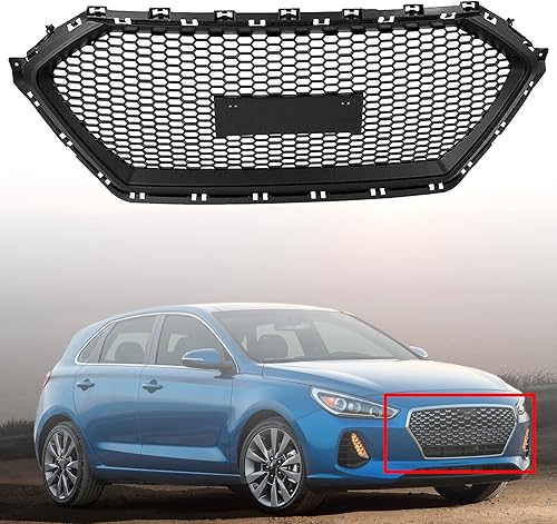 Miniatura 7 de munirater Parachoques delantero para parrilla automotriz, repuesto de panal negro para Elantra GL GLS L LE Limited SE SEL Sedan 4 puertas 2017 2018