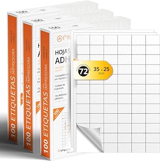 A4-Bögen mit weißen selbstklebenden Etiketten, Erstellen Sie Ihre eigenen individuellen, Sicherer selbstklebender A4-Papier, Selbstklebendes Etikett zum Bedrucken - Ofituria (72 pro Blatt, 300 Bögen)