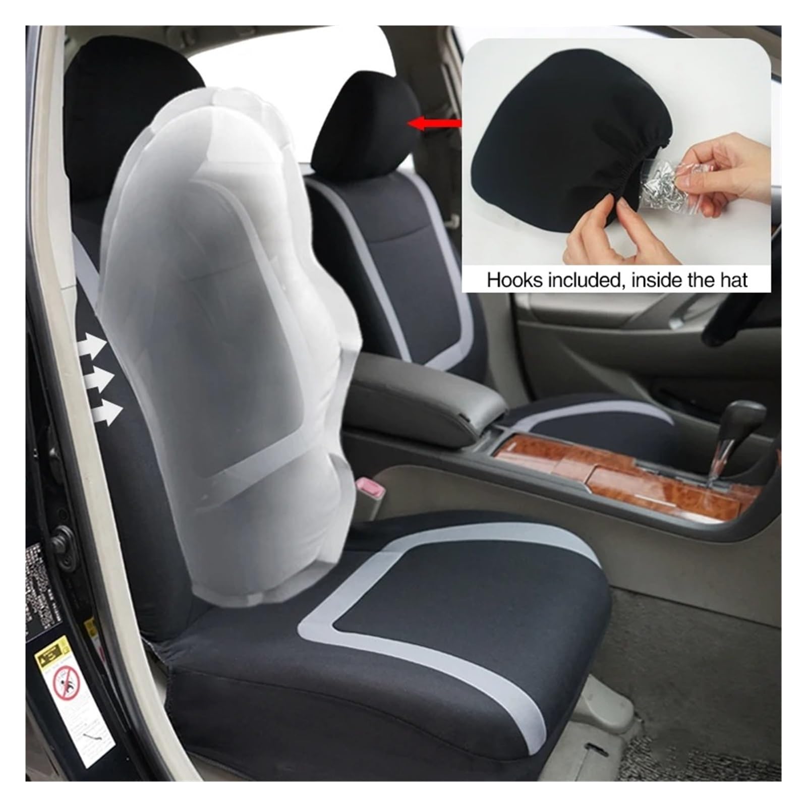 Coprisedili Adatto Per Auto Camion Furgone SUV Coprisedile Tessuto Universale Poliestere Traspirante Lavabile(Black 5 Seat)