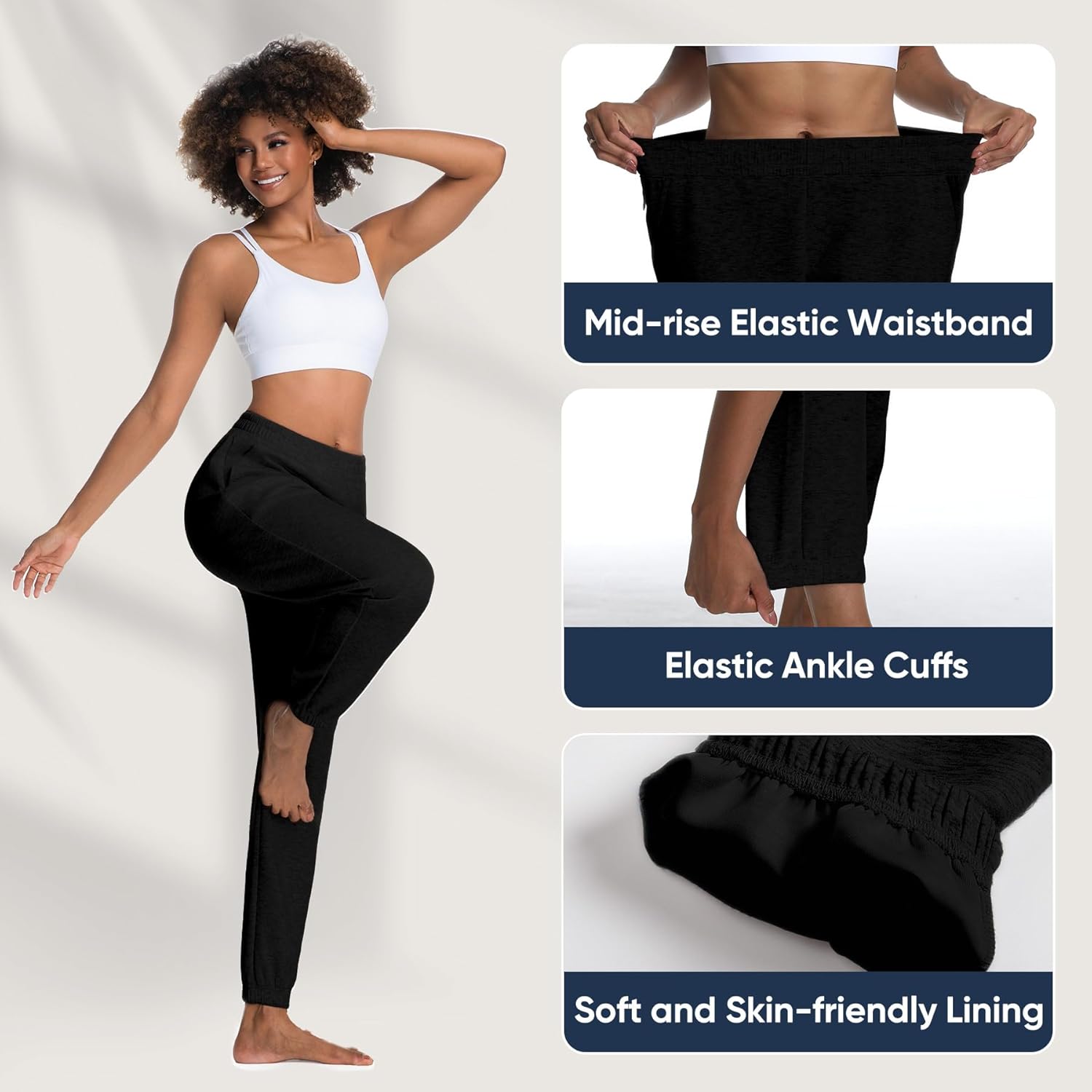 MERIDIANA Womens Joggers, High Waisted Comfy Athletic Yoga Lounge Pants, Scuba-Inspired Stretch Pant for Workout Gym Running - Image 5