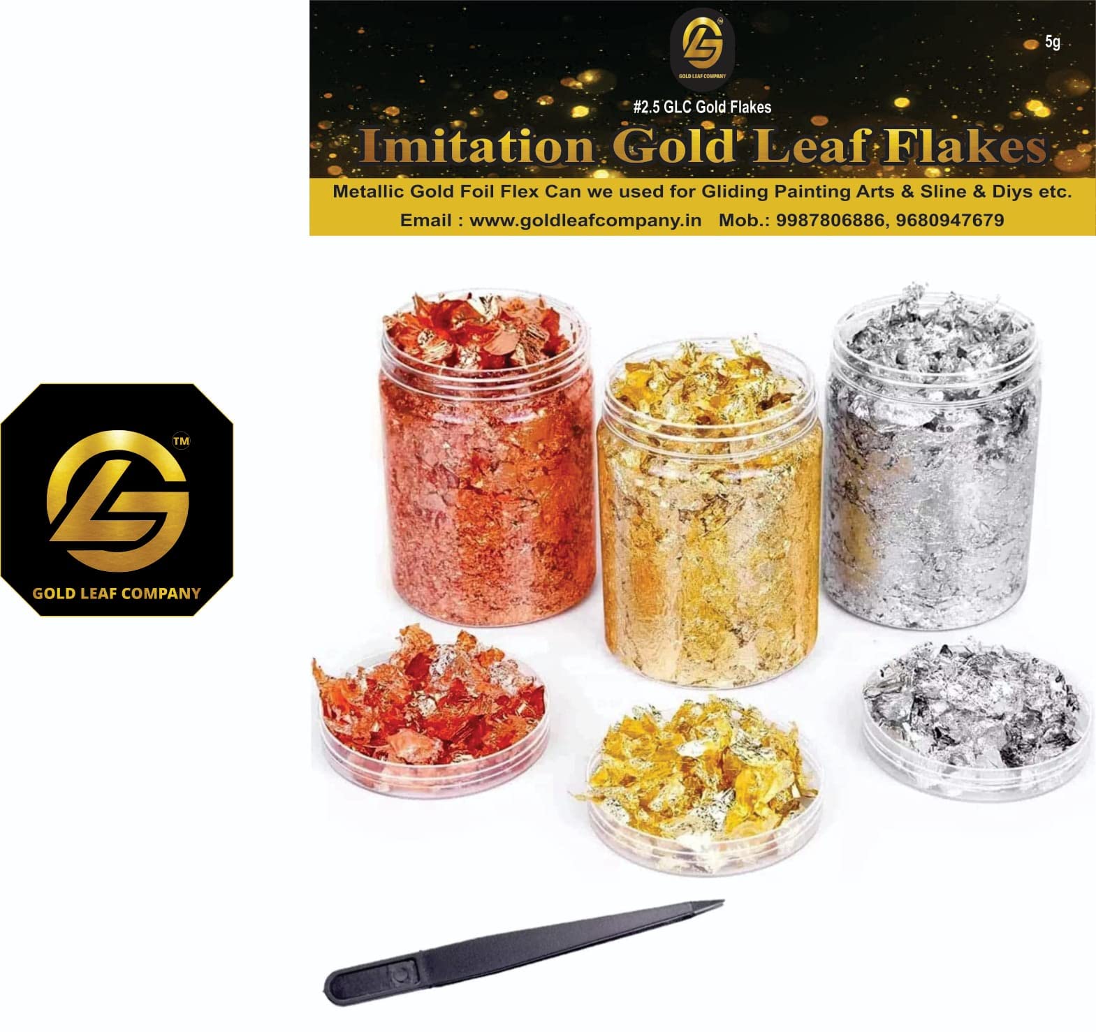 Gold Leaf Company Gold Leaf 16x16 25 pcs Metallic Foil Sheets for Gilding, Home Decoration, Art & Crafts, Painting Arts Crafts Nails and DIYS (Gold Leaf.25 Pcs)