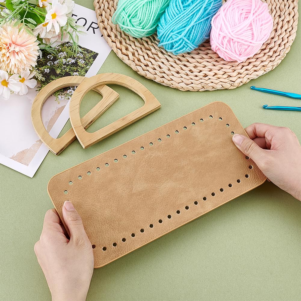 PH PandaHall 2 stuks vervangende houten tas handvat, D-vormige handtasgrepen uitgehold bloem vervangende handvat voor strandtas doe-het-zelf draagtas haak, 25 x 13,5 cm