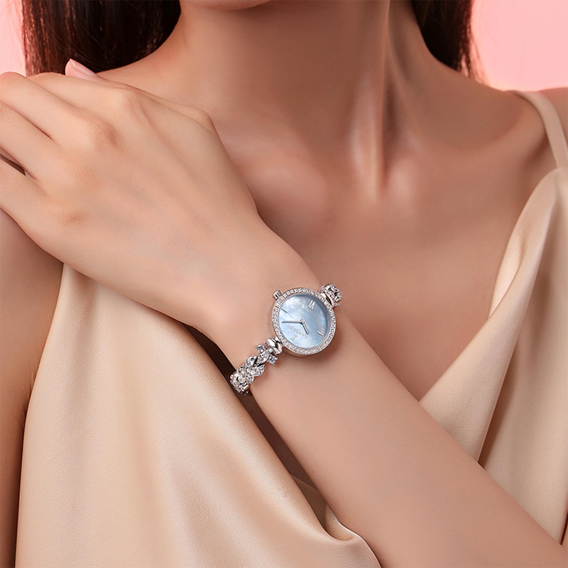 LANZOOM Women's Wrist Watch,Stainless Steel Quartz Watch, Round Watch,Fashionable and Versatile,Deal Gift for Holidays and Special Occasions