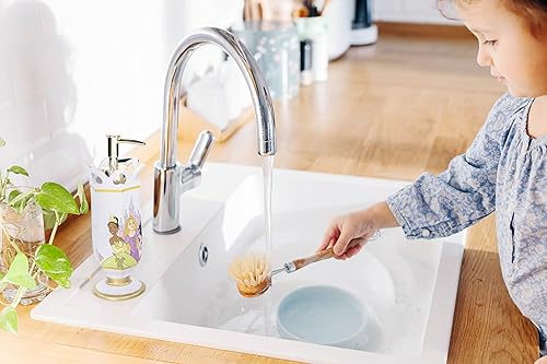 Miniatura 5 de Disney Princess - Juego de baño de 2 piezas, dispensador de jabón morado y vaso, accesorios de baño de resina para niños con Moana, Cenicienta y