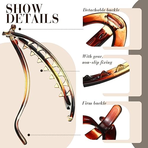 Miniatura 3 de Yilloog 3 pinzas para el cabello francés, pinzas francesas, soporte flexible para cola de caballo, cierre de agarre fuerte, pasadores para peinar,