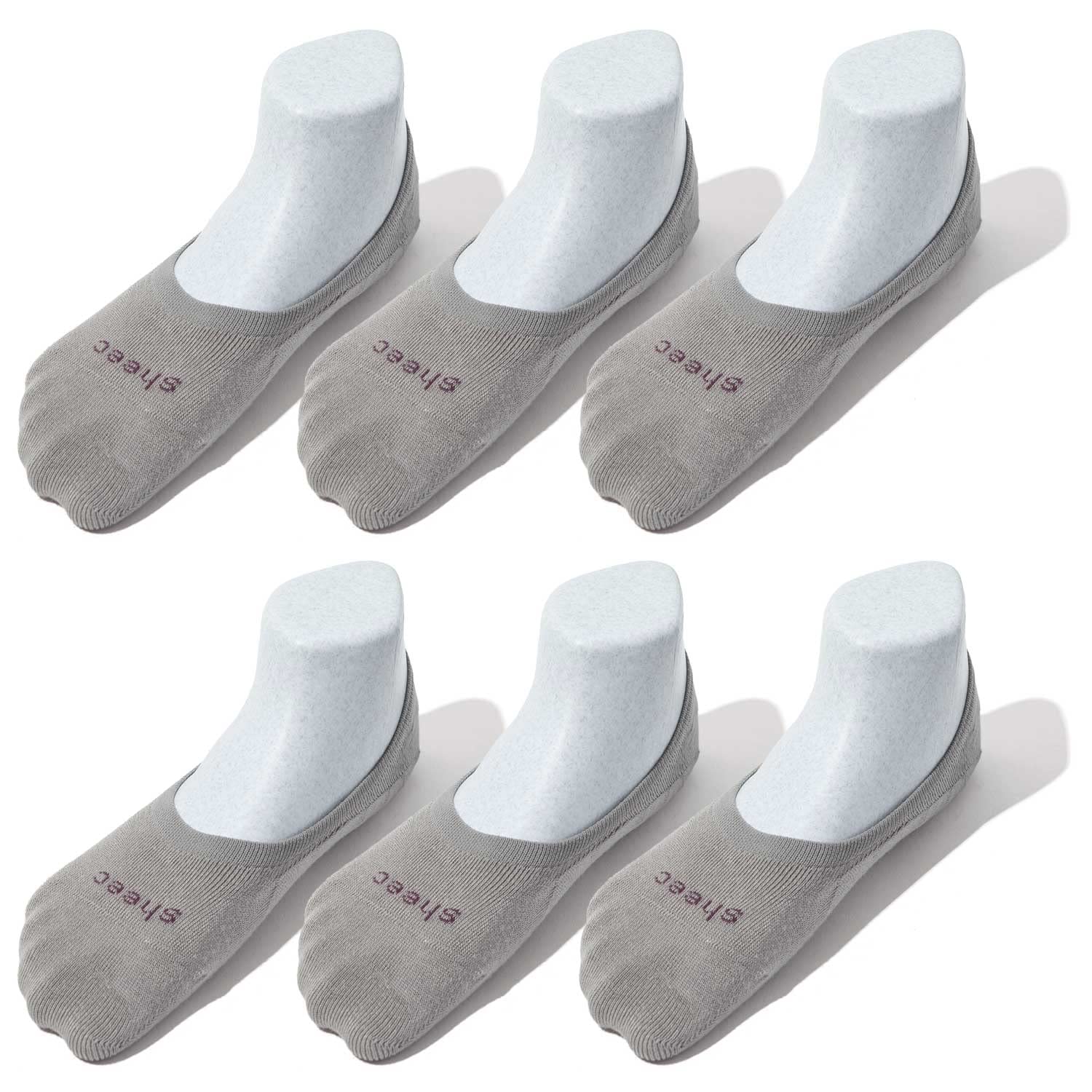 SHEEC No Show Active Socks for Women – Mid Cut Liner for Sneakers and Boat Shoes – Non-Slip Invisible with Snug Fit – Thin, Breathable, Durable Design Gray - Small 6 Pairs O.V