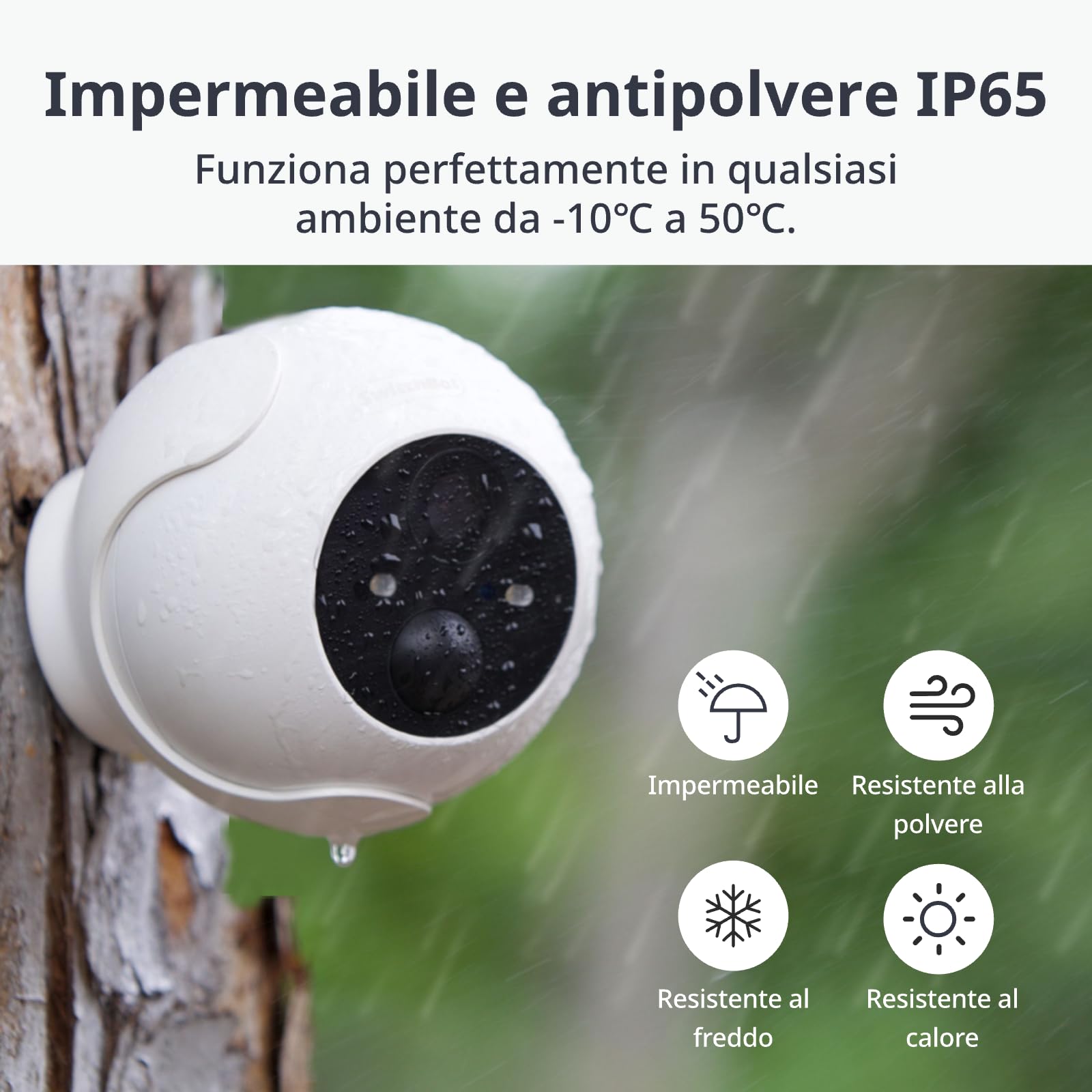 SwitchBot Kit di telecamera di sicurezza wireless, telecamera esterna 2K con pannello solare, sorveglianza continua per la sicurezza della casa, visione notturna a colori, rilevamento AI di movimento