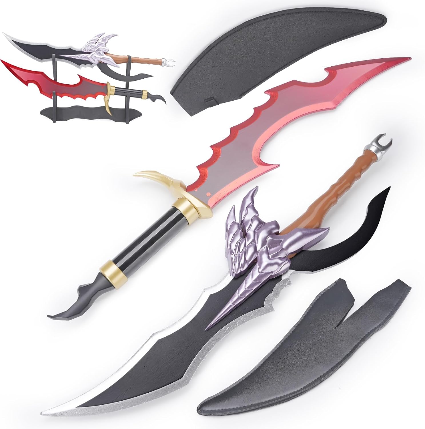 2pcs Set Jinwoo Dagger Cosplay Sword with Sheath&Display Stand, Kasaka's Venom Fang&Knight Killer(14+ Age)