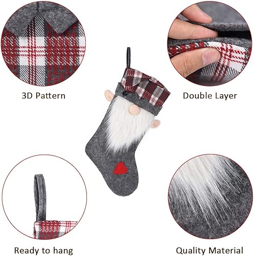 Miniatura 2 de 2024 Adornos personalizados de gnomo de Navidad, calcetines de barba de Papá Noel, piel sintética de felpa, decoración del hogar, regalos de 21