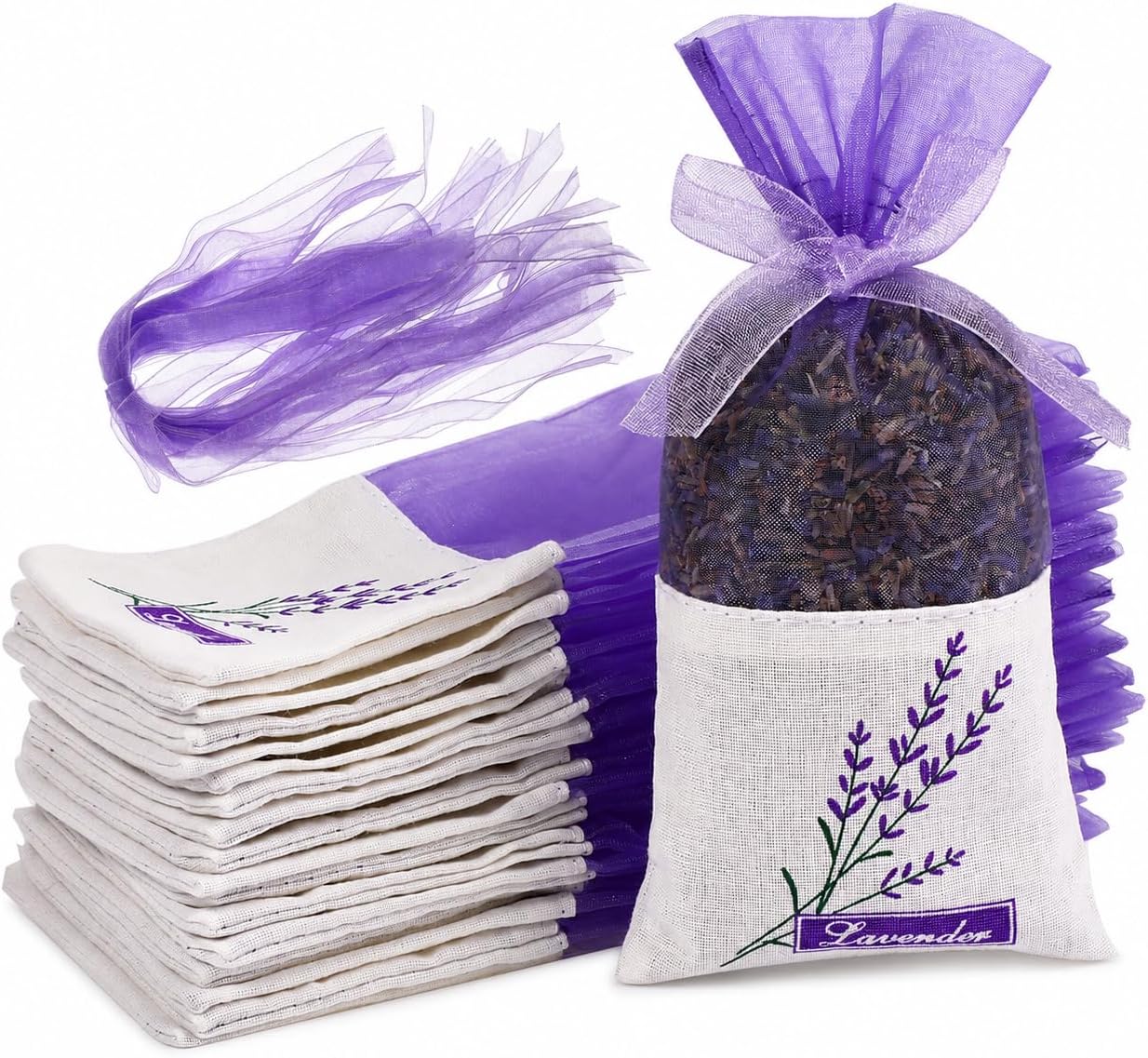 30 Bolsas Saco Lavanda Vacías con Cordón Algodón Lino
