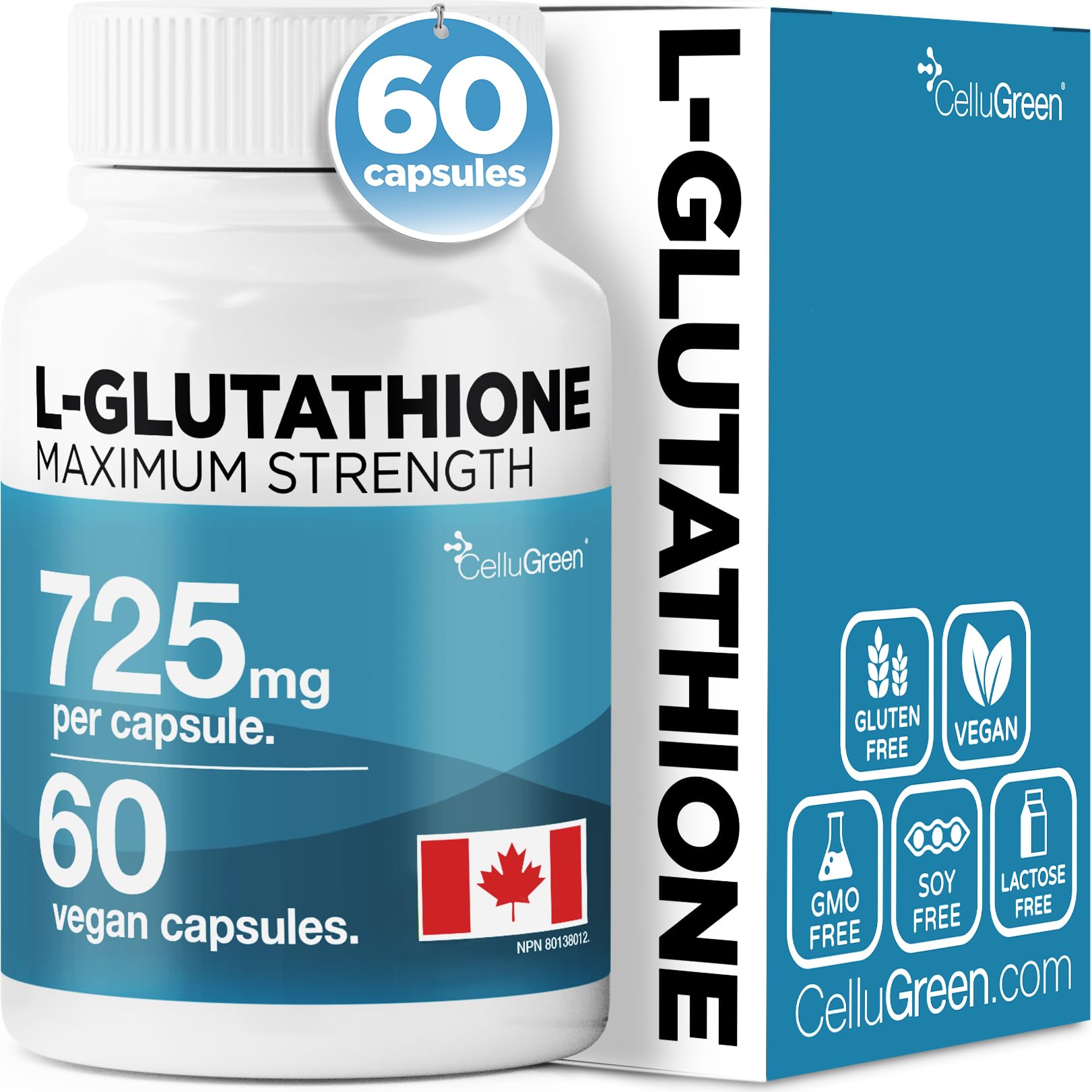 725mg L-Glutathione MOST POWERFUL AVAILABLE Antioxidant Support for  Cellular Health, Liver Detox, Skin & Immune Health, Vegan, Made in Canada.  60 Capsules : Amazon.ca: Health & Personal Care