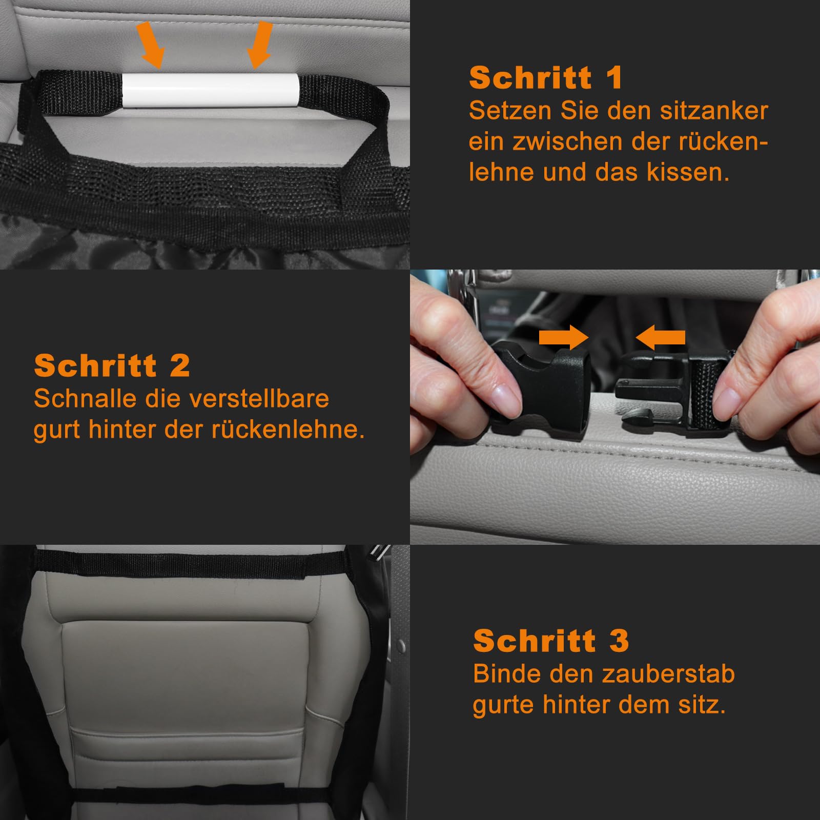 Alfheim rutschfest Autositzbezug vorne für Hunde, Gummiunterlage Kratzfest Haustier Autoschutz mit Anker, Passend für die meisten LKWs, Vans und SUVs, schwarz