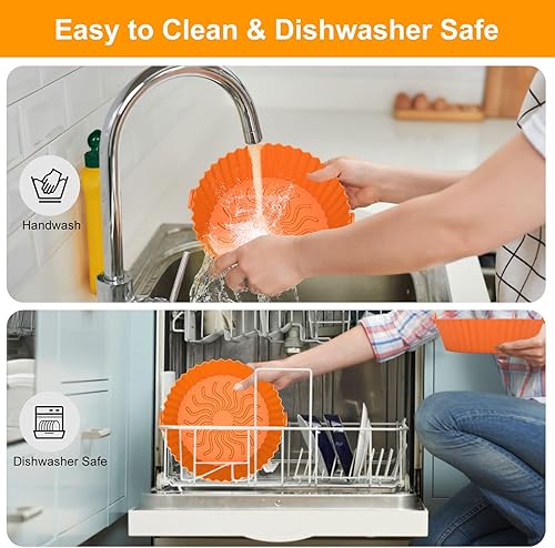 Miniatura 6 de Forro de silicona reutilizable para freidora de aire, accesorios redondos antiadherentes, fáciles de limpiar, bandeja de accesorios para freidora de