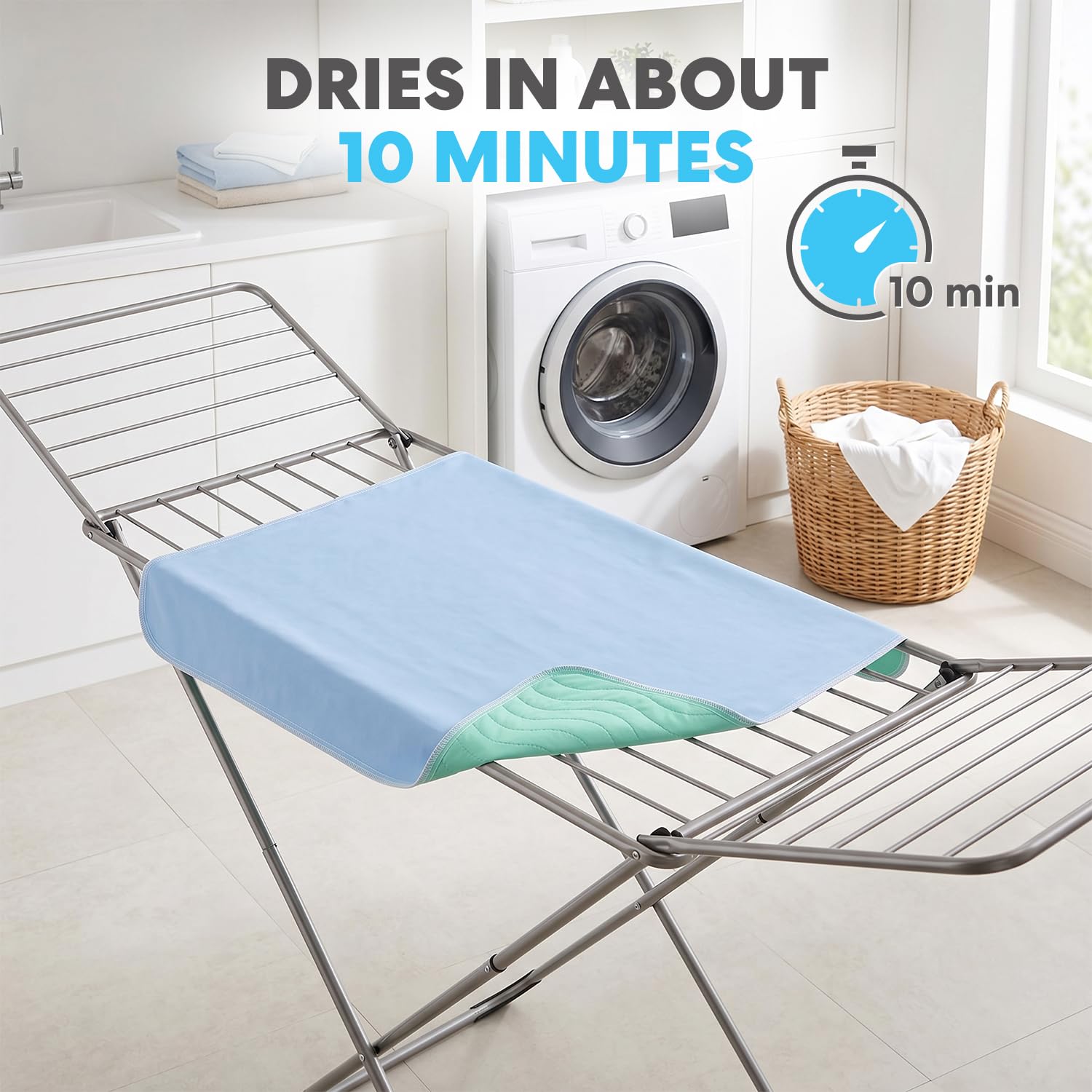 SIMPLI-MAGIC Almohadillas Lavables de 34 x 36 Pulgadas (Paquete de 6) – Almohadillas de incontinencia Reutilizables de Gran absorción para niños, Adultos, Ancianos y Mascotas – Almohadilla Protectora