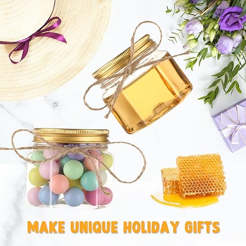 Miniatura 4 de 50 frascos hexagonales de plástico de 3 onzas con tapas, mini tarros de miel de boca ancha, tarros de especias pequeños para recuerdos de fiesta,