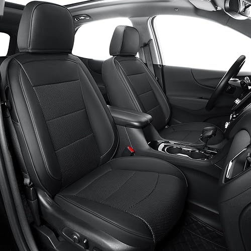 RISINGSTAR Equinox Seat Covers, Faux Leather, fit for Chevy Equinox 2018-2023 2024 LT LS LT Fleet Premier RS LS Fleet L 4dr SUV, not for Equinox EV(Full Set, Black)