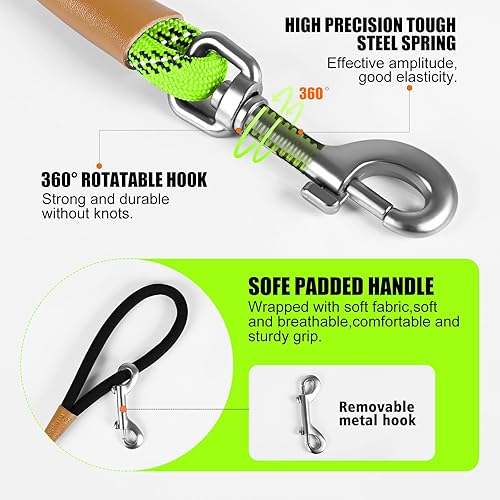 Miniatura 3 de Lynxking Correa larga para perros reflectante de 15 pies, 30 pies, 50 pies, correa de control para perros con cuerda de comprobación, mango Negro